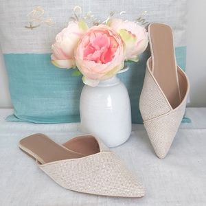 ASOS cream oatmeal beige slides pointed toes slippers sandals flats